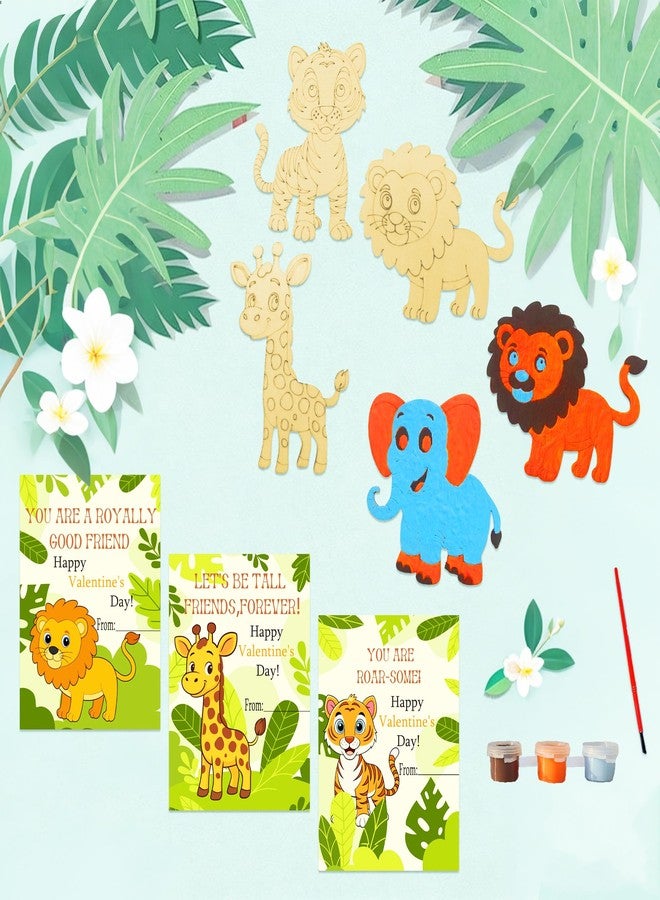 ام ال او ال ام مجموعة MLOLM المكونة من 30 مجموعة أدوات حرفية خشبية لعيد الحب مستوحاة من حيوانات الغابة، مع بطاقات، هدايا عيد الحب مع لوازم فنية خشبية غير مكتملة يمكنك صنعها بنفسك، مثالية ليوم الصداقة بين الصديقات، عيد الأم، تبادل الهدايا، مشروع فني لأعياد الميلاد - Image 2